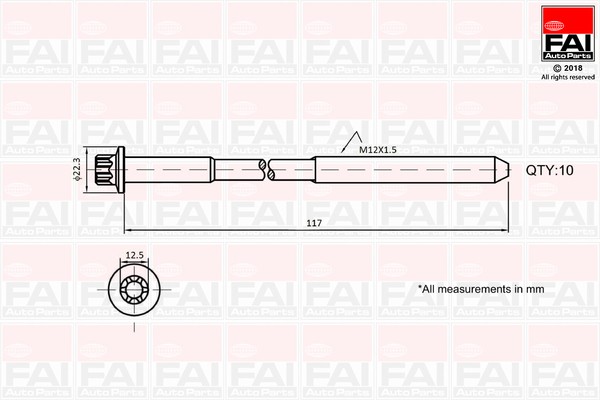 Комплект болтов головки цилидра B1018 FAI