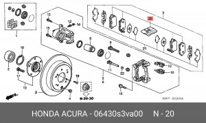 Колодки тормозные дисковые 06430S3VA00 HONDA