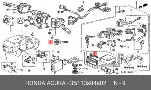 Ключ замка зажигания и дверей 35113S84A02 HONDA
