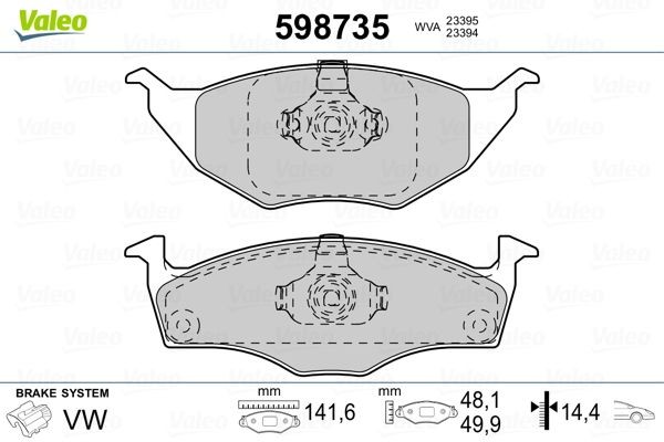 Комплект тормозных колодок, диско 598735 VALEO PHC