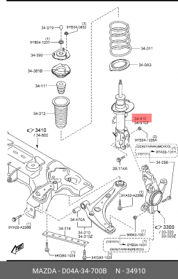 Амортизатор подвески D04A34700B MAZDA