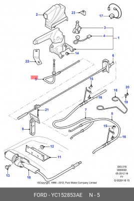 Трос, стояночная тормозная система YC15-2853-AE FORD
