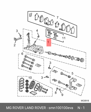 Тормозной суппорт SMN100100EVA MG ROVER LAND ROVER