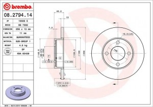 Тормозной диск 08.2794.14 BREMBO
