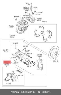 Комплект тормозных колодок, диско 583022BA30 HYUNDAI KIA