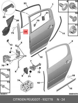 Накладка двери 9327 78 CITROEN PEUGEOT