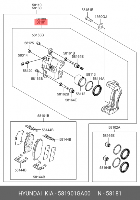 Тормозной суппорт 581901GA00 HYUNDAI KIA