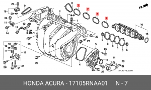 Прокладка впускного коллектора 17105RNAA01 HONDA