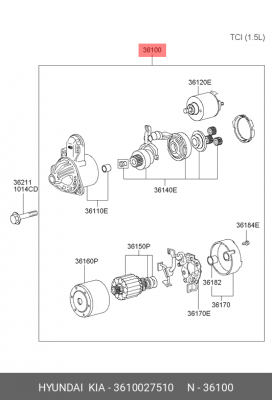 Стартер 3610027510 HYUNDAI KIA