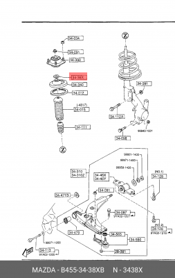Подшипник опоры амортизатора подвески B455-34-38XB MAZDA