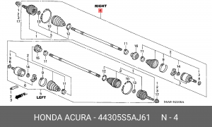 Шарнирный комплект, приводной вал 44305S5AJ61 HONDA