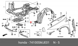 Подкрылок 74100SMJE01 HONDA