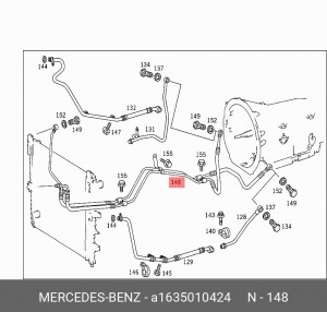 Патрубок системы охлаждения ДВС A 163 501 04 24 MERCEDES BENZ