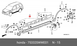 Молдинг двери 75332SWWE01 HONDA