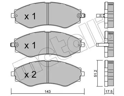 Комплект тормозных колодок, диско 2205090 METELLI
