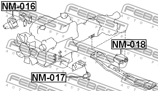 Подушка двигателя NM-016 FEBEST