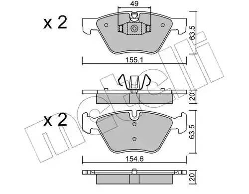 Комплект тормозных колодок, диско 22-0557-5 METELLI