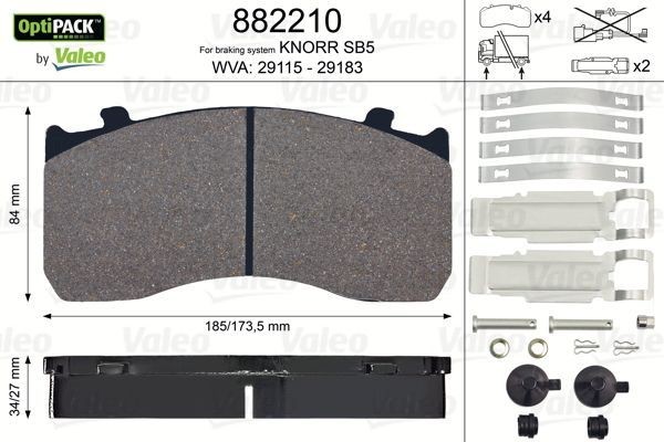 Колодки тормозные дисковые 882210 VALEO PHC