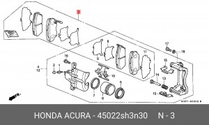 Комплект тормозных колодок, диско 45022-SH3-N30 HONDA
