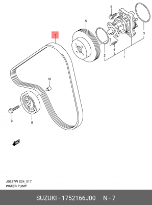 Поликлиновой ремень 1752166J00 SUZUKI