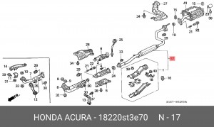 Средний глушитель выхлопных газов 18220ST3E70 HONDA