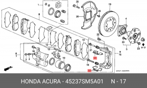 Комплектующие, колодки дискового тормоза 45237SM5A01 HONDA