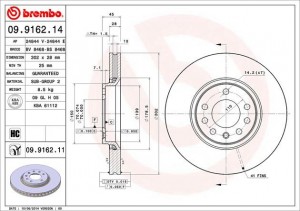 Тормозной диск 09.9162.11 BREMBO