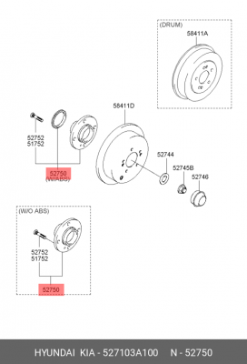 Комплект подшипника ступицы колеса 527103A100 HYUNDAI KIA