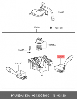 Переключатель стеклоочистителя 9343025010 HYUNDAI KIA