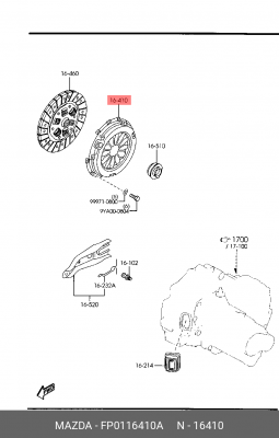 Нажимной диск сцепления FP0116410A MAZDA