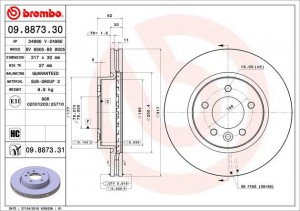 Тормозной диск 09.8873.30 BREMBO
