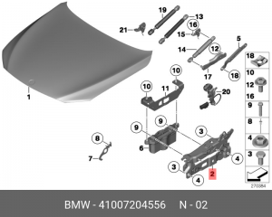 Петля - шарнир открывания капота 41 00 7 204 556 BMW