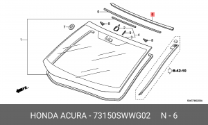 Молдинг стекла 73150SWWG02 HONDA