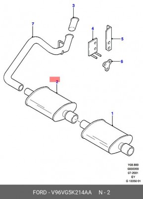 Глушитель - задняя часть системы ОГ V96VG-5K214-AA FORD