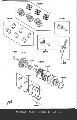 Кольца поршневые KLY2-11-SC0A MAZDA