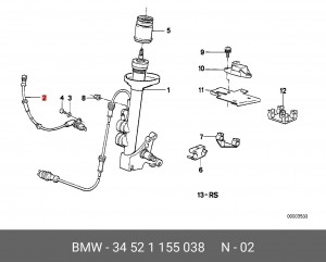 Датчик, частота вращения колеса 34 52 1155038 BMW