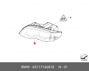 Фара головного света 63 11 7 166 818 BMW