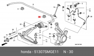 Втулка стабилизатора 51307-SMG-E11 HONDA