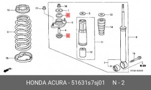 Сайлентблок - втулка амортизатора подвески 51631-S7S-J01 HONDA