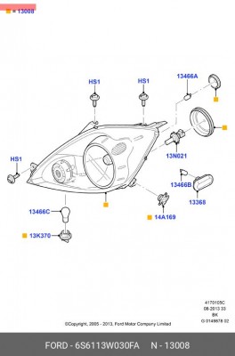 Основная фара 6S61-13W030-FA FORD