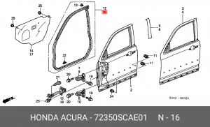 Уплотнитель дверного проема 72350SCAE01 HONDA