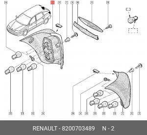 Фонарь задний 8200703489 RENAULT