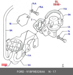 Газоотделитель, карбюратор 91BF9B328AA FORD
