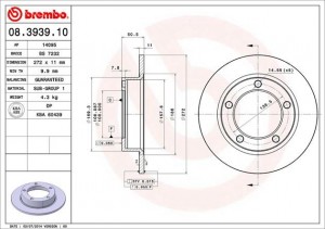 Тормозной диск 08.3939.10 BREMBO