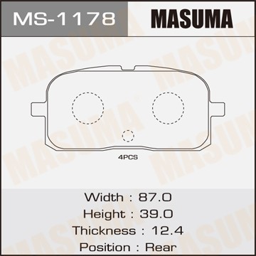 Колодки тормозные дисковые MS1178 MASUMA