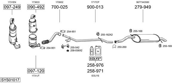Глушитель выхлопных газов конечный 142725 BOSAL