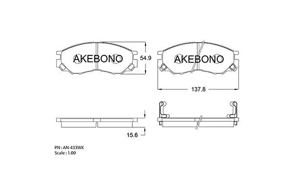Колодки тормозные дисковые AN433WK AKEBONO
