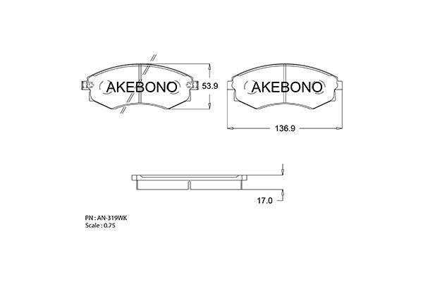 Колодки тормозные дисковые AN319WK AKEBONO
