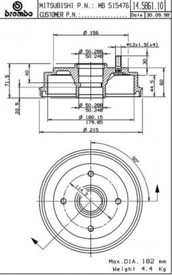 Тормозной барабан 14.5861.10 BREMBO