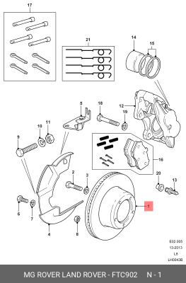 Тормозной диск FTC902 MG ROVER LAND ROVER